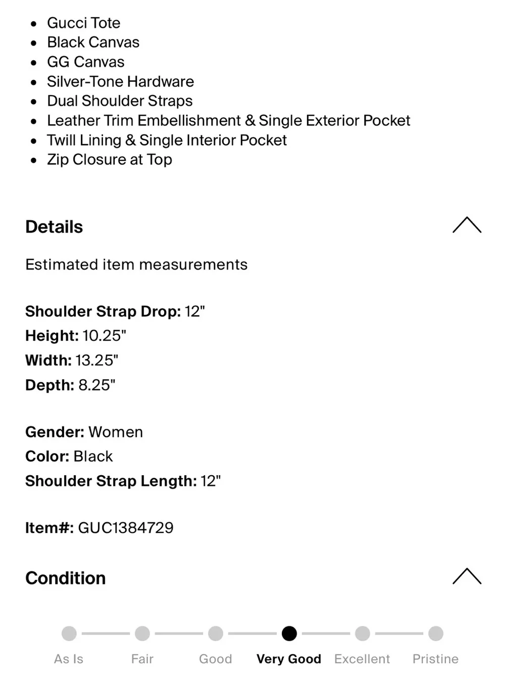 Gucci GG Canvas Black Tote Bag